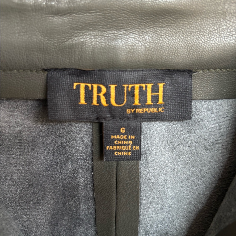 NWOT Truth Dark Green Leather Pants Size6 - Picture 6 of 7